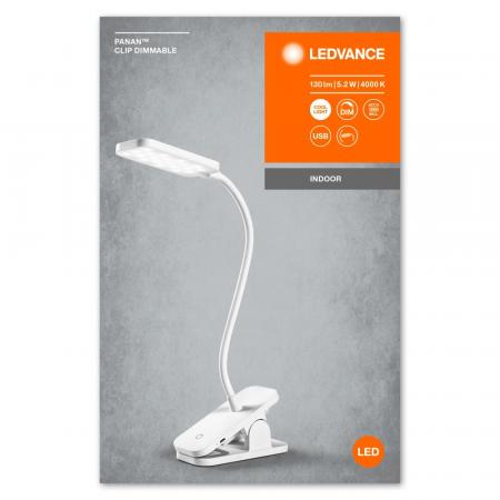 LEDVANCE LED Klemmleuchte Panan Clip Square 5,2W in Weiß mit Akku